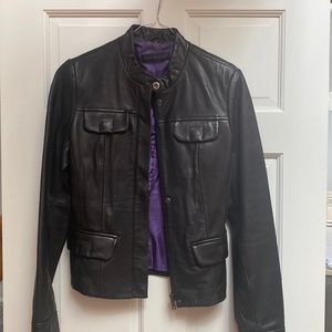 Vintage lamb skin black leather jacket